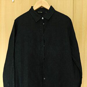 Massimo Dutti Women's Black Linen Shirt Size 6